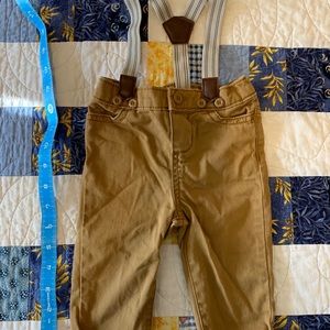 B’Gosh Tan Chinos with Suspenders 3-6m